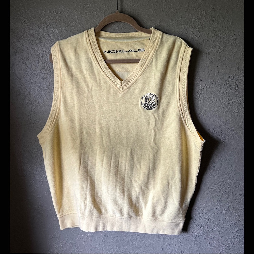 Jack Nicklaus 1999 81st Pga Championship Medinah V-Neck Vest Yellow Embroidered